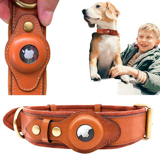 Leather AirTag Dog Collar (airtag not included)